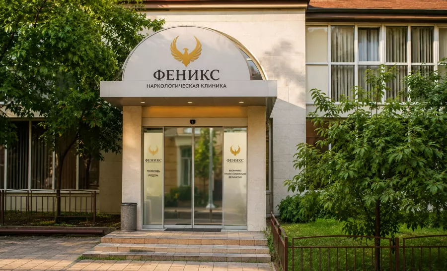 Вход в наркологическую клинику «Феникс» в Озёрах